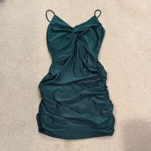 Lucy in the Sky Teal Ruched Mini Dress
